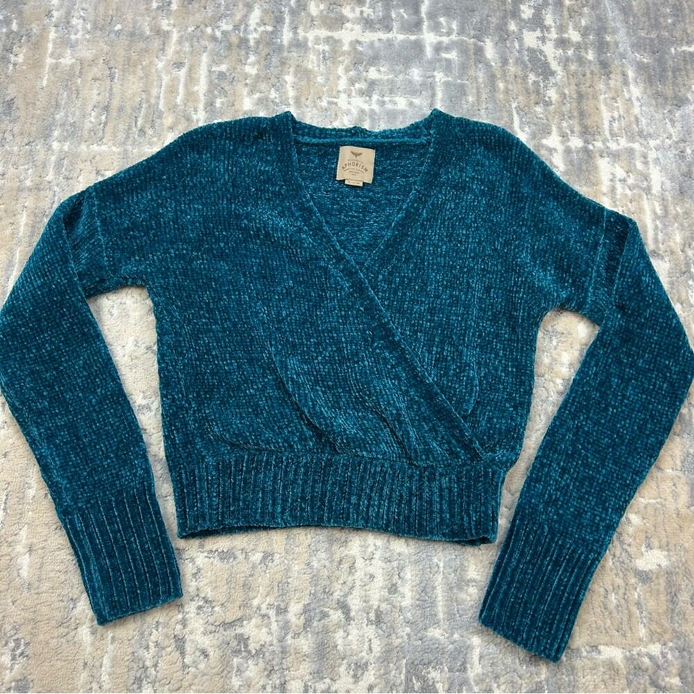 Teal V-Neck Women Sweater